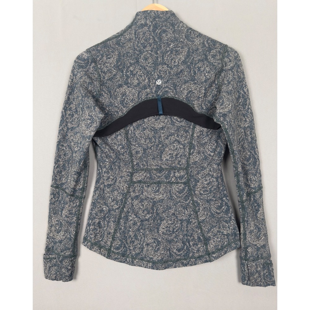 Lululemon Define Jacket Blue Grey Paisley Space Dye Full Zip Track Jacket Size 6 - Picture 2 of 6